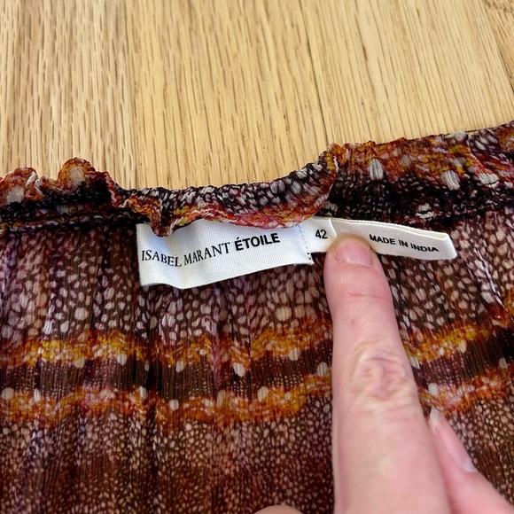 ISABEL MARANT ETOILE silk long sleeve abstract bohemian blouse sheer size 10 - Picture 5 of 12